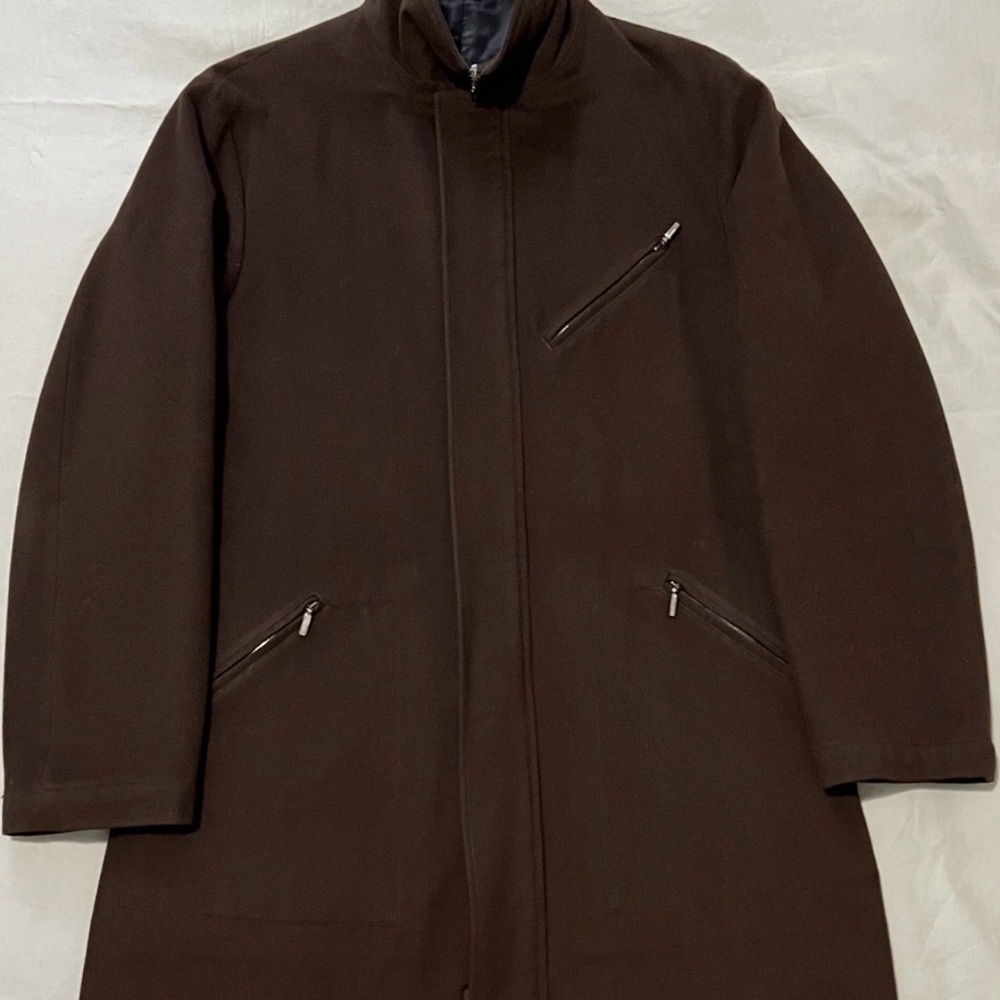 Loro Piana x Armani Collezioni Brown Coat Storm Sytem Wool - Made in Italy